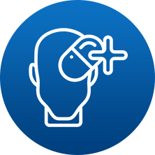 A blue icon denoting a man next to a pill and plus sign
