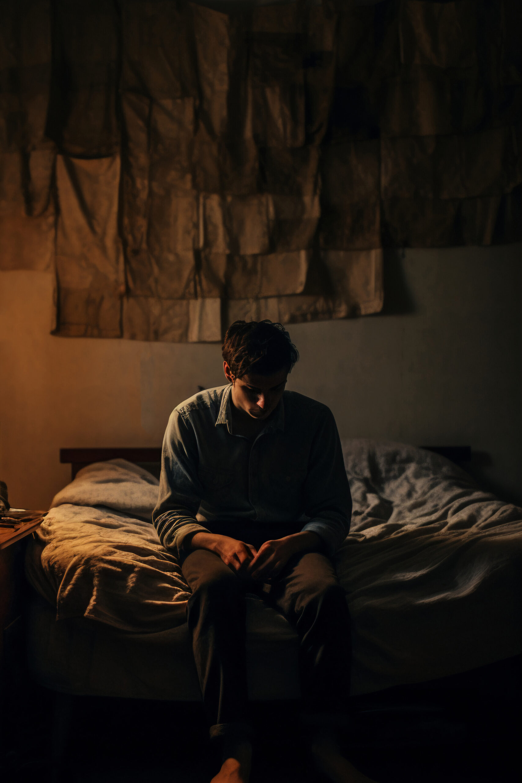 Bearded man recovering from opioid addiction