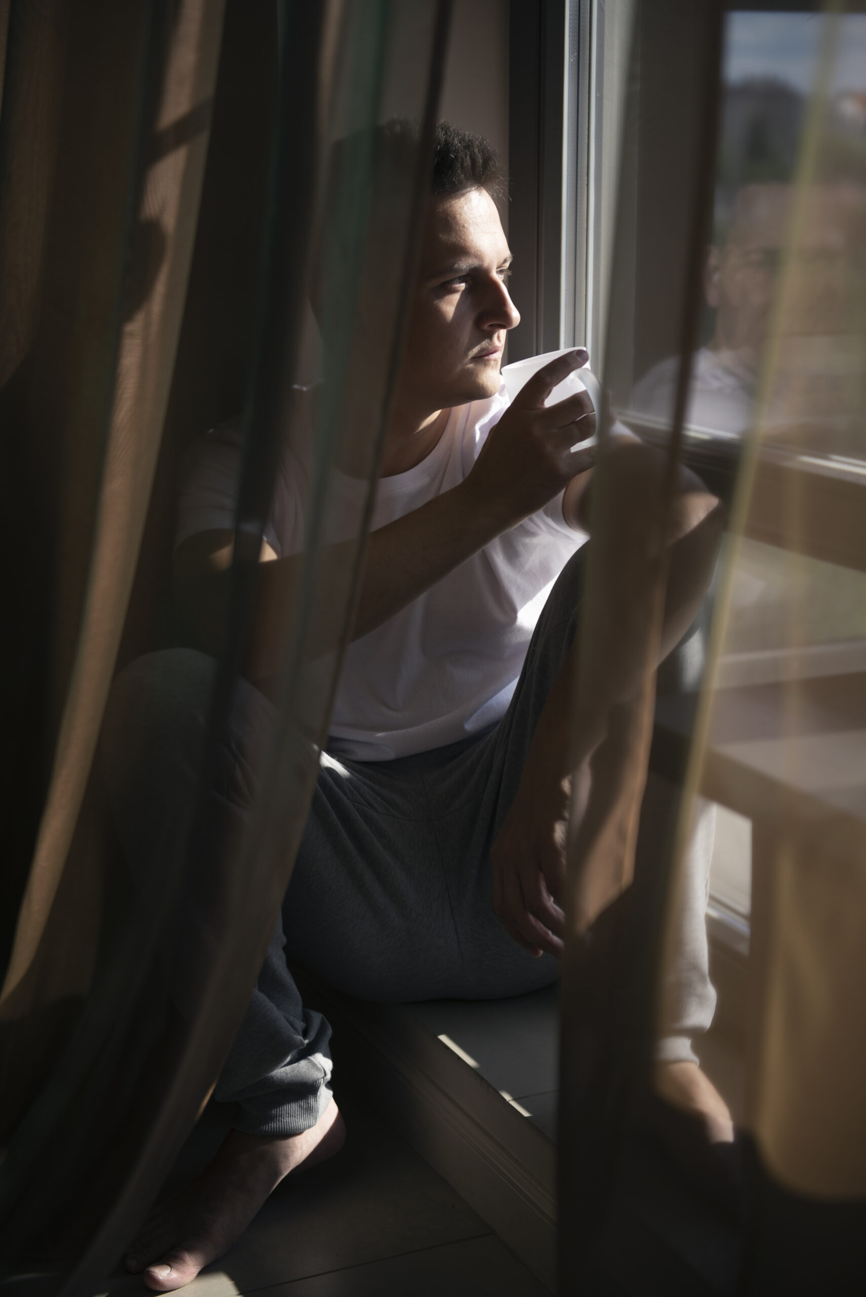 Bearded man recovering from opioid addiction